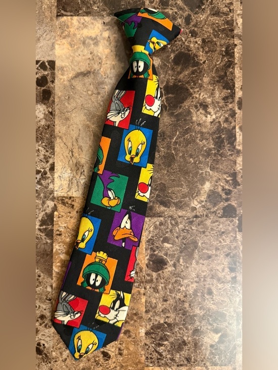Warner Bros. Other - Vintage 90s Looney Tunes Clip-On Tie Cartoon Graphic Bugs Bunny Tweety Retro